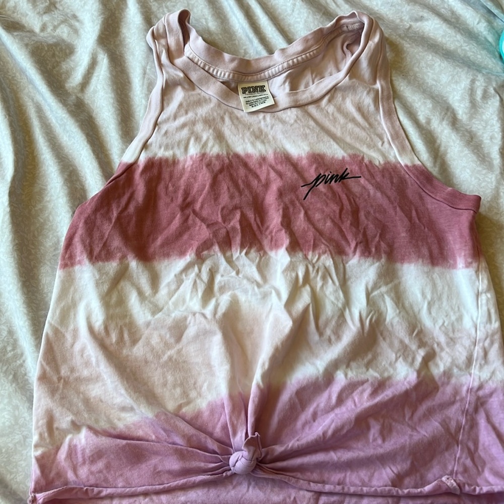 Pink tank top.